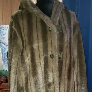 Dennis Basso Reversible Faux Fur  Coat M